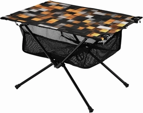 Bolaz Outdoor Folding Portable Picnic Camping Table-Orenge and White Solid Geometric,Storage Mesh for Camping Gear Accessories, Hiking, Mountaineering, Outdoor Travel