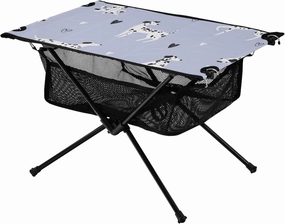Bolaz Outdoor Folding Portable Picnic Camping Table-Purple Dalmatian Dog Heart,Storage Mesh for Camping Gear Accessories, Hiking, Mountaineering, Outdoor Travel