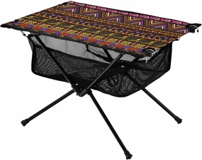 Bolaz Outdoor Folding Portable Picnic Camping Table-Vintage Geometry Deer Print,Storage Mesh for Camping Gear Accessories, Hiking, Mountaineering, Outdoor Travel