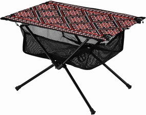 Bolaz Outdoor Folding Portable Picnic Camping Table-Vintage Red and Black,Storage Mesh for Camping Gear Accessories, Hiking, Mountaineering, Outdoor Travel