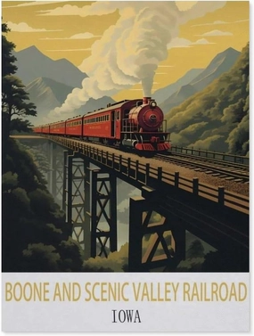 Boone and Scenic Valley Railroad Iowa Vintage Travel Posters Sunset，Jigsaws Puzzles 1000 Pieces Classic Jigsaws Educational Games Toys，Best Gift for Adults and Kids（50x70cm）-CX10
