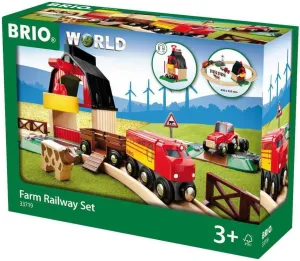 BRIO World Farm Railway Set - 20-Piece FSC-Certified Wood Train Set & Accessories - Works with All BRIO Wooden Railway Sets - Includes Barn, Tractor, Hay Crane, Tracks & More - Fun for Kids Ages 3 
