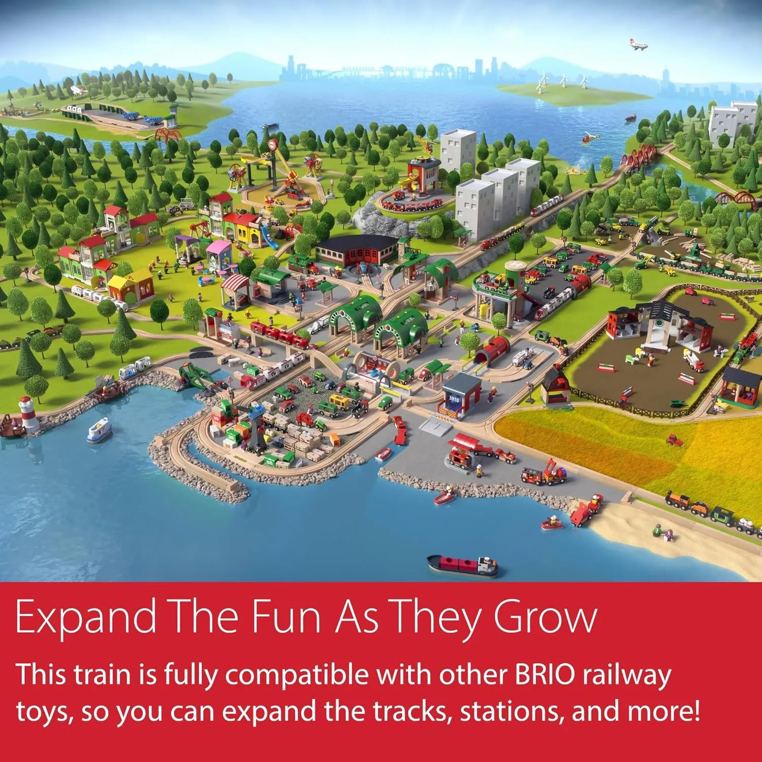 BRIO World Freight Battery Engine - Battery-Operated Toy Train for Wooden Tracks - Powerful Motorized Train Engine Pulls The Longest Sets - Works with All Railway Sets - Ages 3 & Up