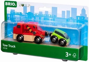 BRIO World 33528 - Reliable Tow Truck - Wooden Toy Train Accessory for Kids Aged 3  | Magnetic Coupling | Compatible with Other Railway Toys | FSC-Certified Beech Wood