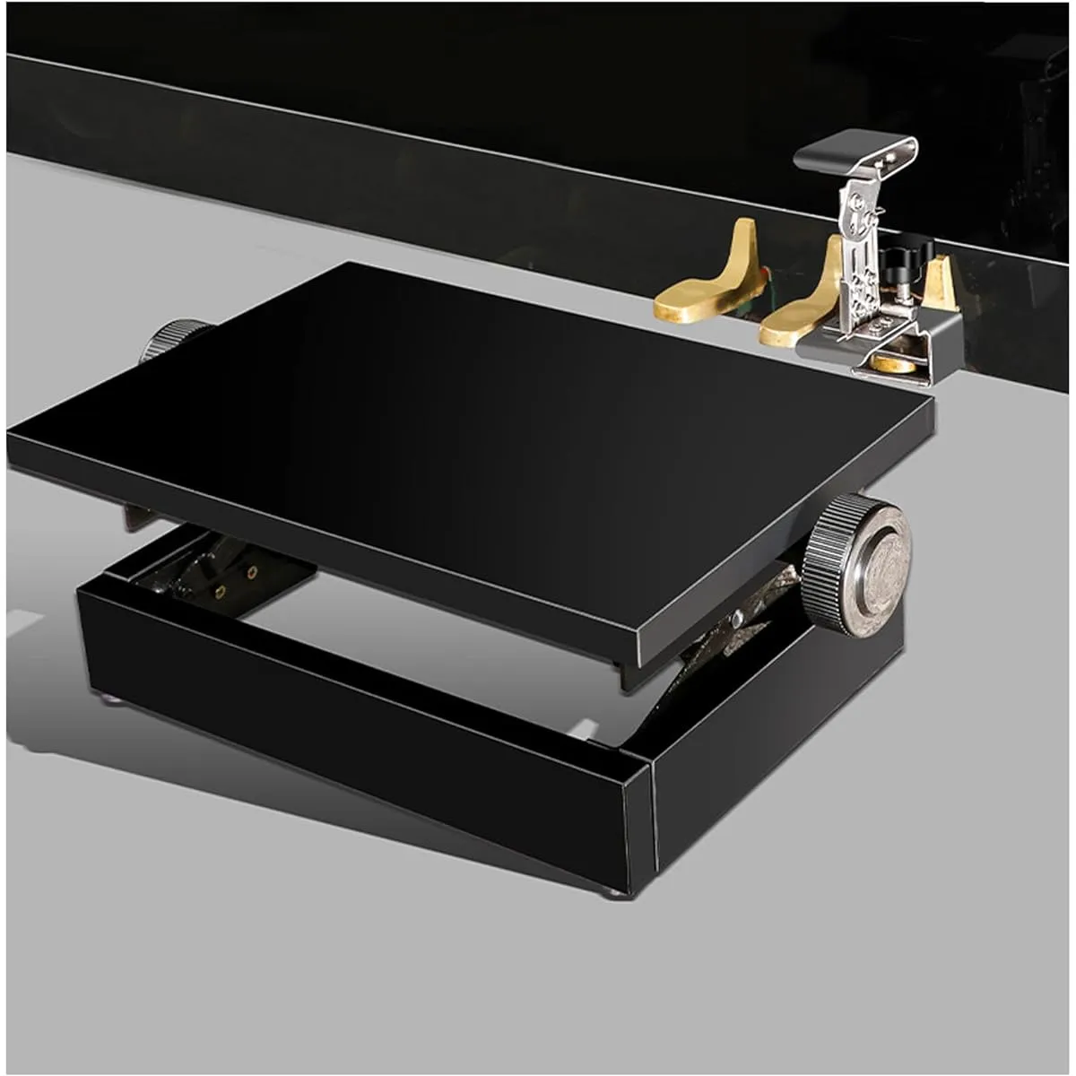 Buhelyc Universal Piano Pedal Sustain Pedal Children's Piano Auxiliary Pedal Adjustable Height 14-21 cm Stable Anti-Slip Beginners Children Young Pianists Easy to Use Black