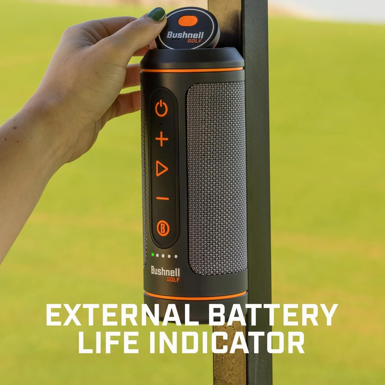 Bushnell Wingman 2 Golf GPS Speaker - Bluetooth Speaker with Integrated BITE Magnetic Mount & Battery Indicator - Perfect Golf Gift - Includes Protective Pouch, Red Bow