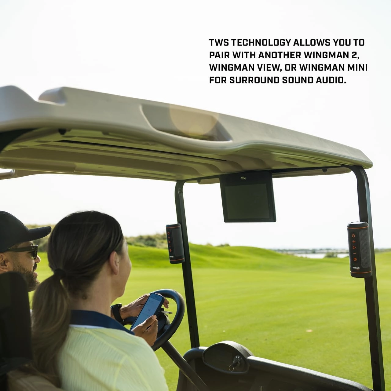 Bushnell Wingman 2 Golf Speaker with GPS (2024) | Remote Controlled Voice GPS Distances, Music, 40,000  Courses, BITE Magnetic Cart Mount - Bundle with PlayBetter Protective Wingman Pouch