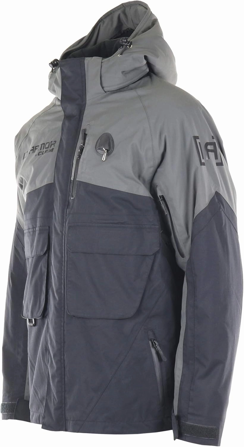 by Clam Ascent Float Parka – Waterproof, Windproof & Insulated Ice Fishing Jacket with MotionFloat Safety & Rapid Drainage