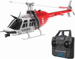 C138 RC Helicopter, 1/33 Scale Bell 206 Remote Control Helicopter, 2.4G 6CH 6-Axis Gyro Altitude Hold No Aileron RTF for Adults, Beginners, Hobbyists