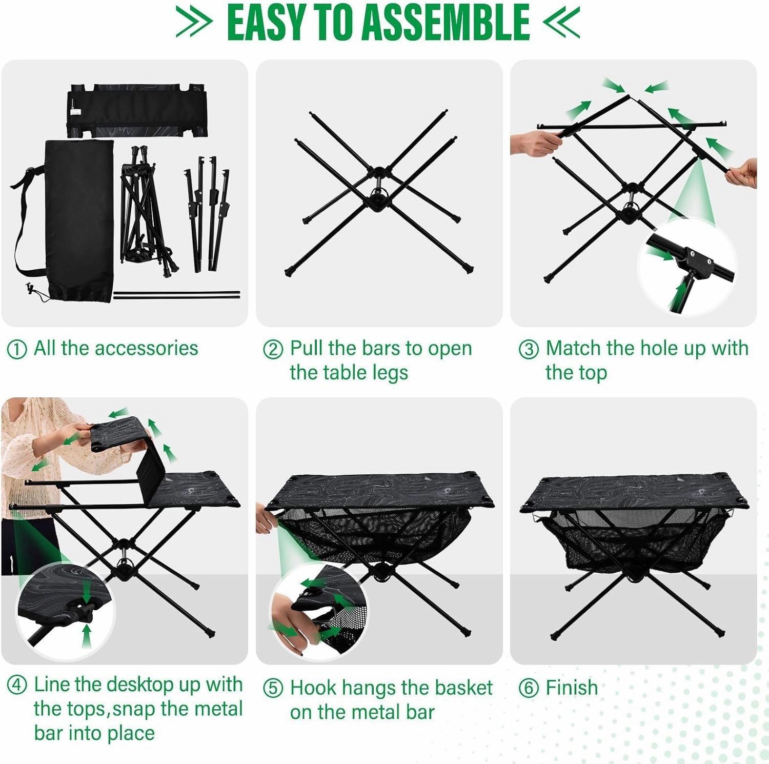 Camping Table Folding Camp Table Camping Tables with Carry Mesh Bag Portable Outdoor Table for Travel Picnic Beach Party BBQ 23.6x15.7inches Black Texture