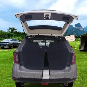 Car Camping Net, Tailgate Mesh Screen, Fresh Air Ventilation Privacy Protection, Magnetic Mesh with Two-Way Zipper for SUV MPV Camping and Vacation