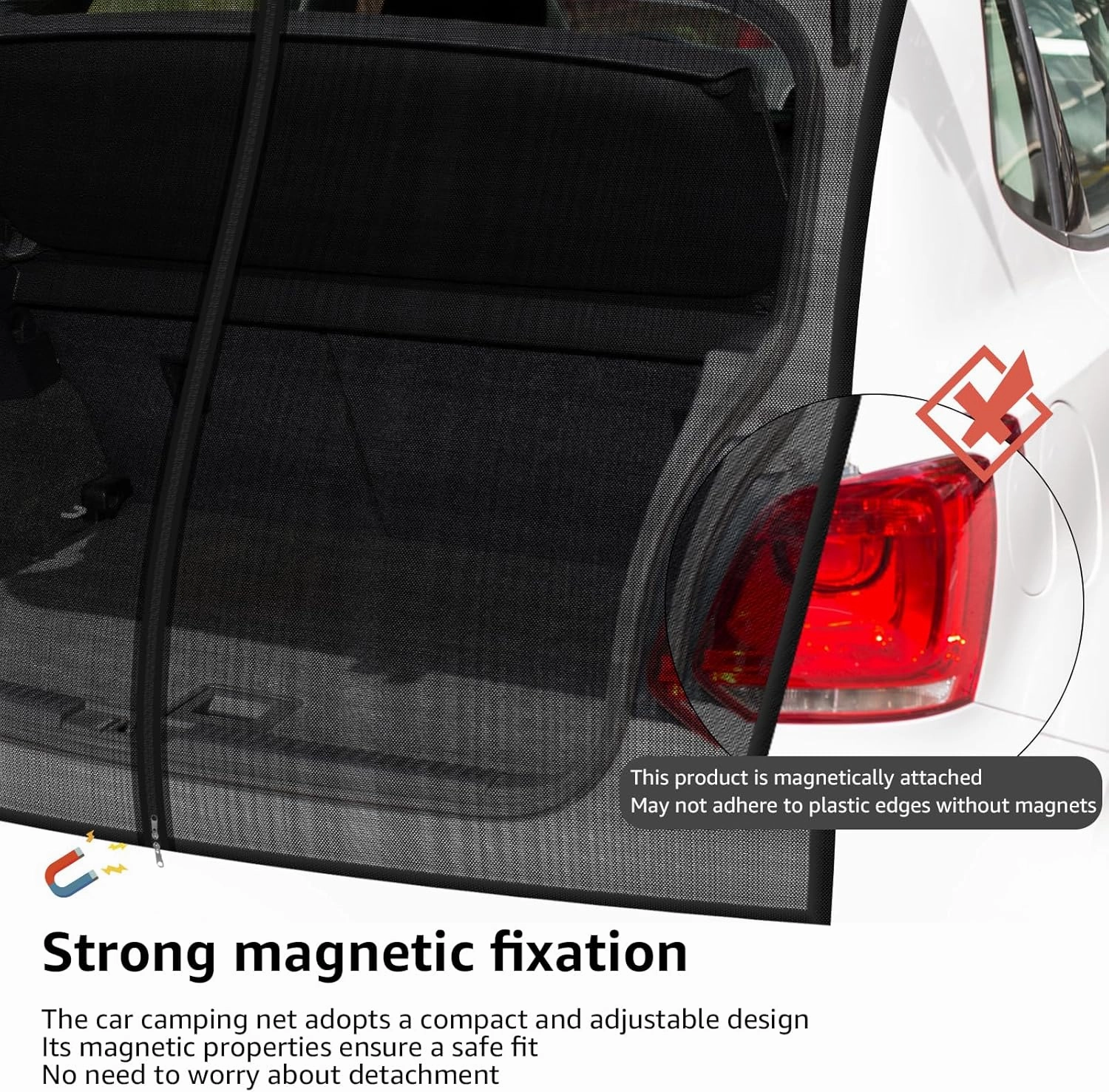 Car Awning Sun Shelter with Mosquito Net for SUV, MPV Tailgate (162 x 150CM, Black)