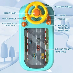Car Racing Adventure Toy with Steering Wheel, Racing Adventure Car Steering Wheel Driving Games for Age 3  Year Old with Musical, for Boys and Girls Interactive Educational Birthday Gift