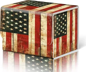 Card Deck Box for MTG Cards Fits 100  Single Sleeved Cards,Strong Magnetic Game Card Storage Box for MTG/TCG/CCG and other Trading Cards-Vintage American Flag