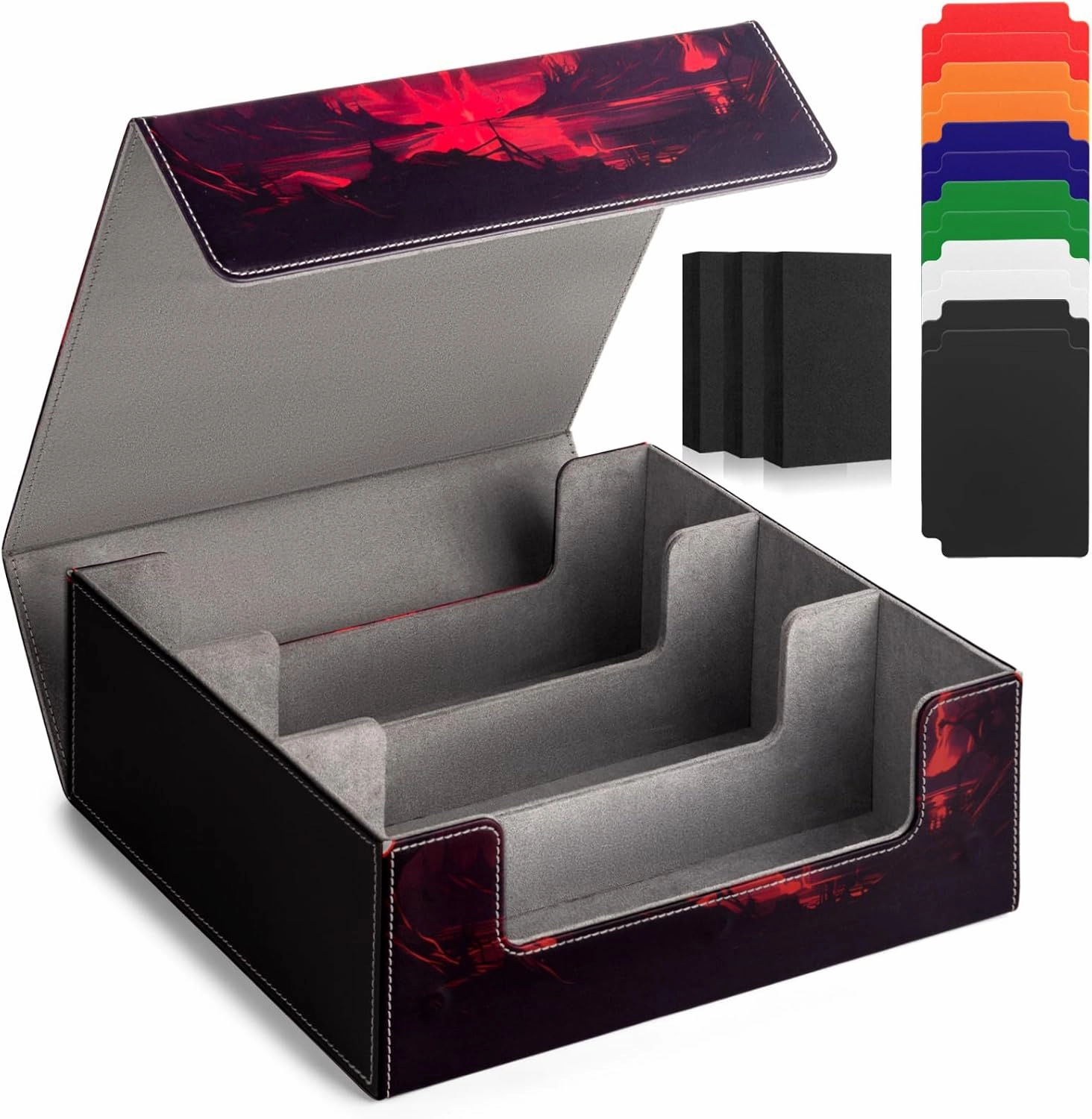 Card Deck Box compatible with MTG Card - Holds 1800  Cards, Card Deck Case, Card Storage Box fits TCG/PTCG/YGO Cards and Sport Cards with 10 Dividers - Bloodmoon Drake