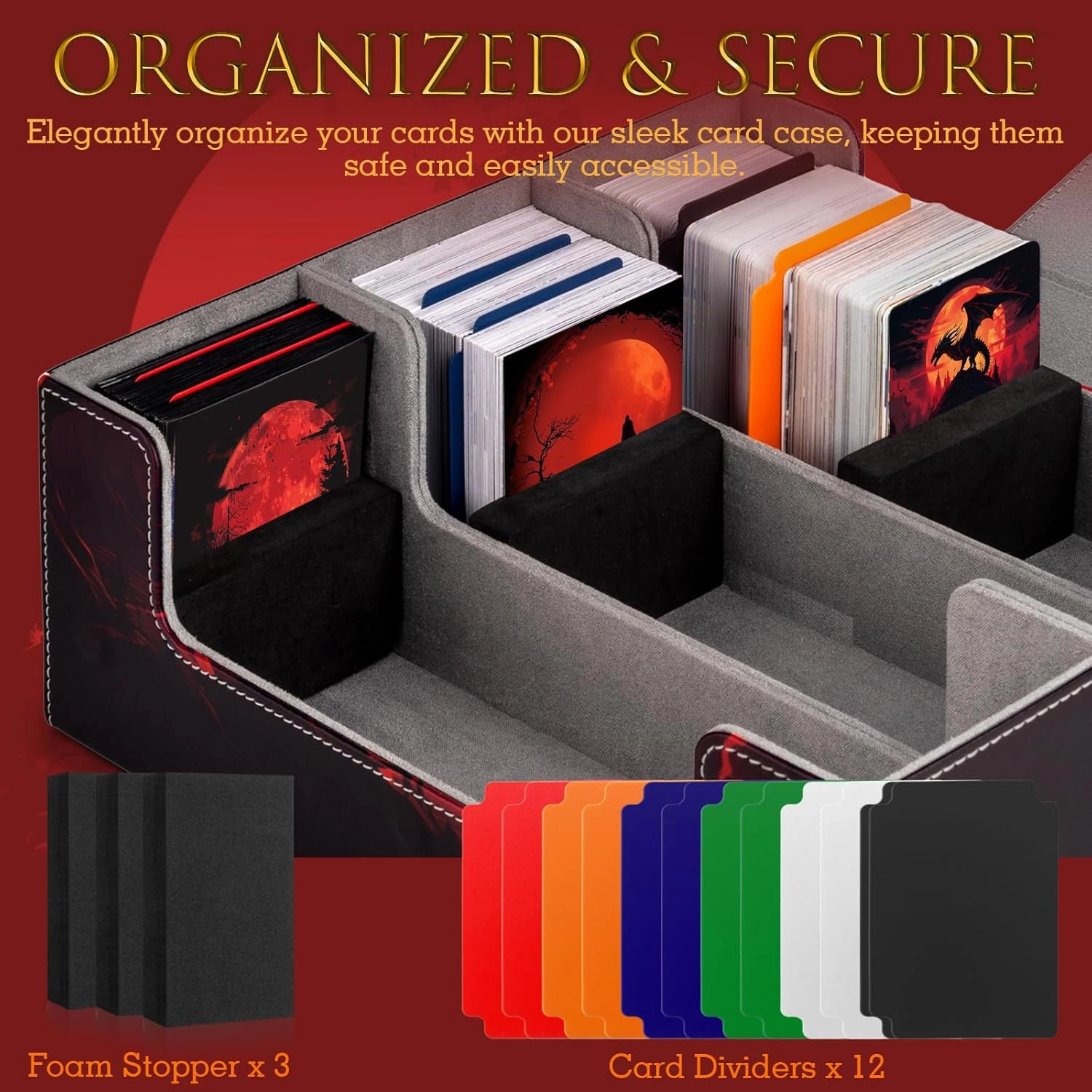 Card Deck Box compatible with MTG Card - Holds 1800  Cards, Card Deck Case, Card Storage Box fits TCG/PTCG/YGO Cards and Sport Cards with 10 Dividers - Bloodmoon Drake
