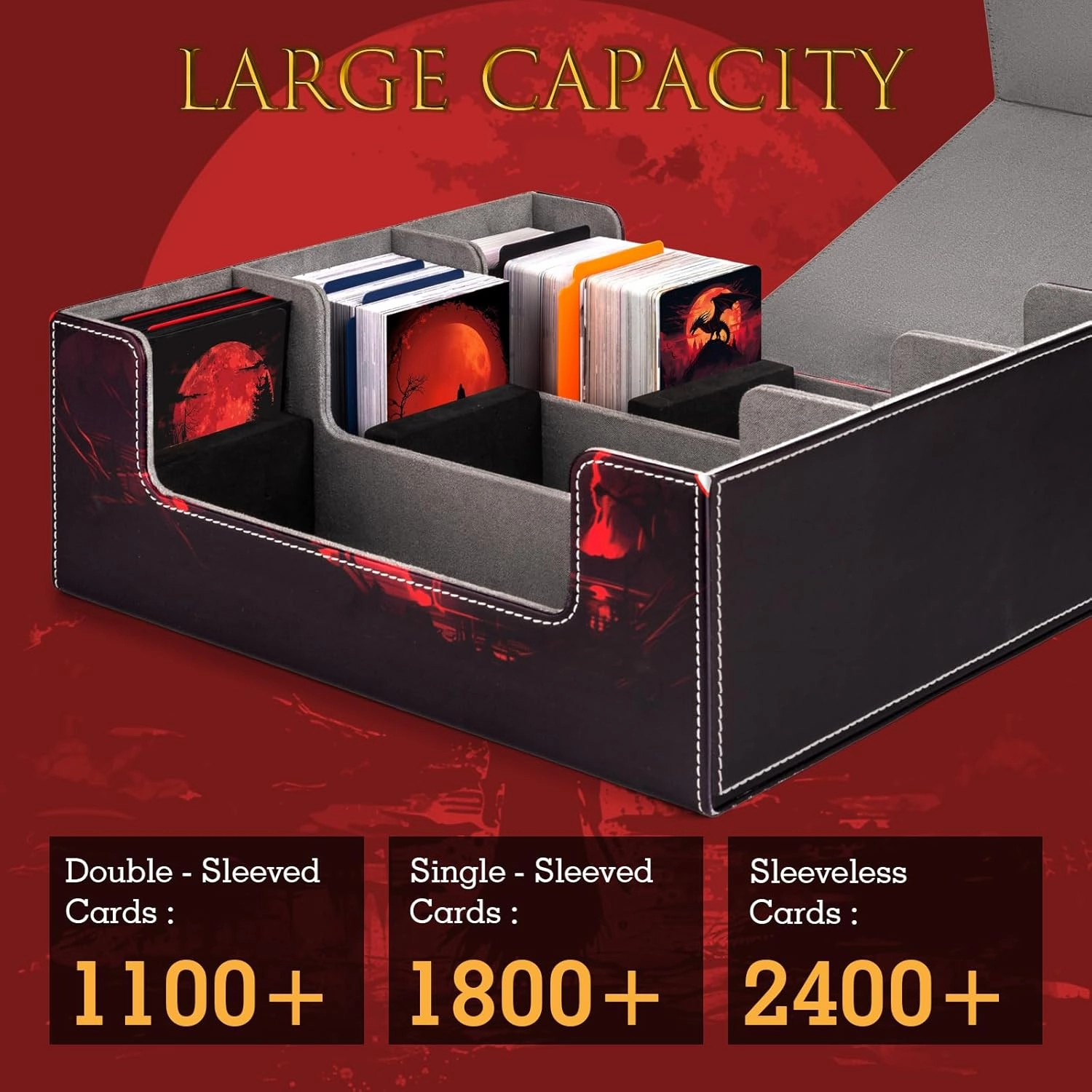 Card Deck Box compatible with MTG Card - Holds 1800  Cards, Card Deck Case, Card Storage Box fits TCG/PTCG/YGO Cards and Sport Cards with 10 Dividers - Bloodmoon Drake