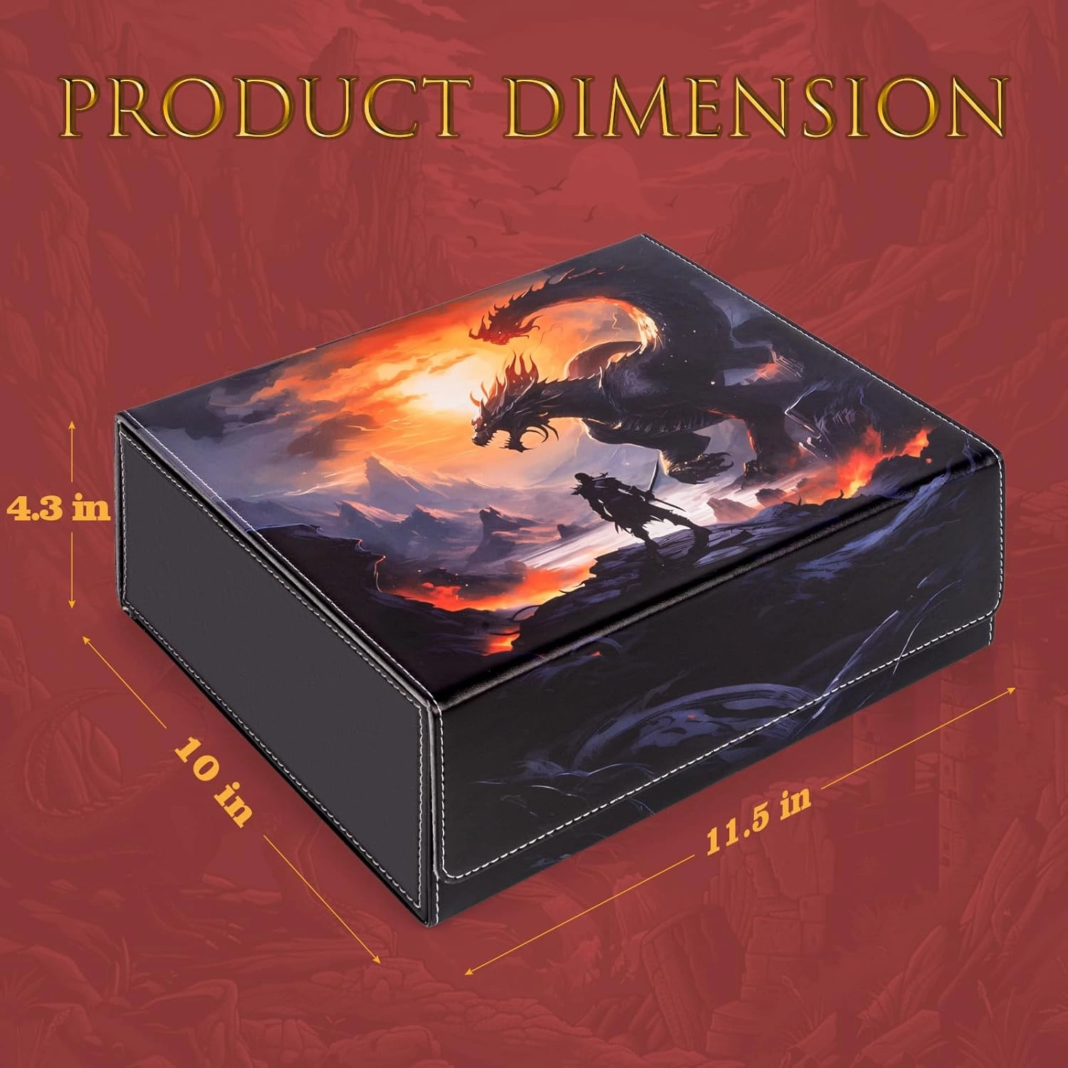 Card Deck Box compatible with MTG Card - Holds 1800  Cards, Card Deck Case, Card Storage Box fits TCG/PTCG/YGO Cards and Sport Cards with 10 Dividers - Dusk Dragonfire