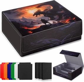 Card Deck Box compatible with MTG Card - Holds 1800  Cards, Card Deck Case, Card Storage Box fits TCG/PTCG/YGO Cards and Sport Cards with 10 Dividers - Dusk Dragonfire