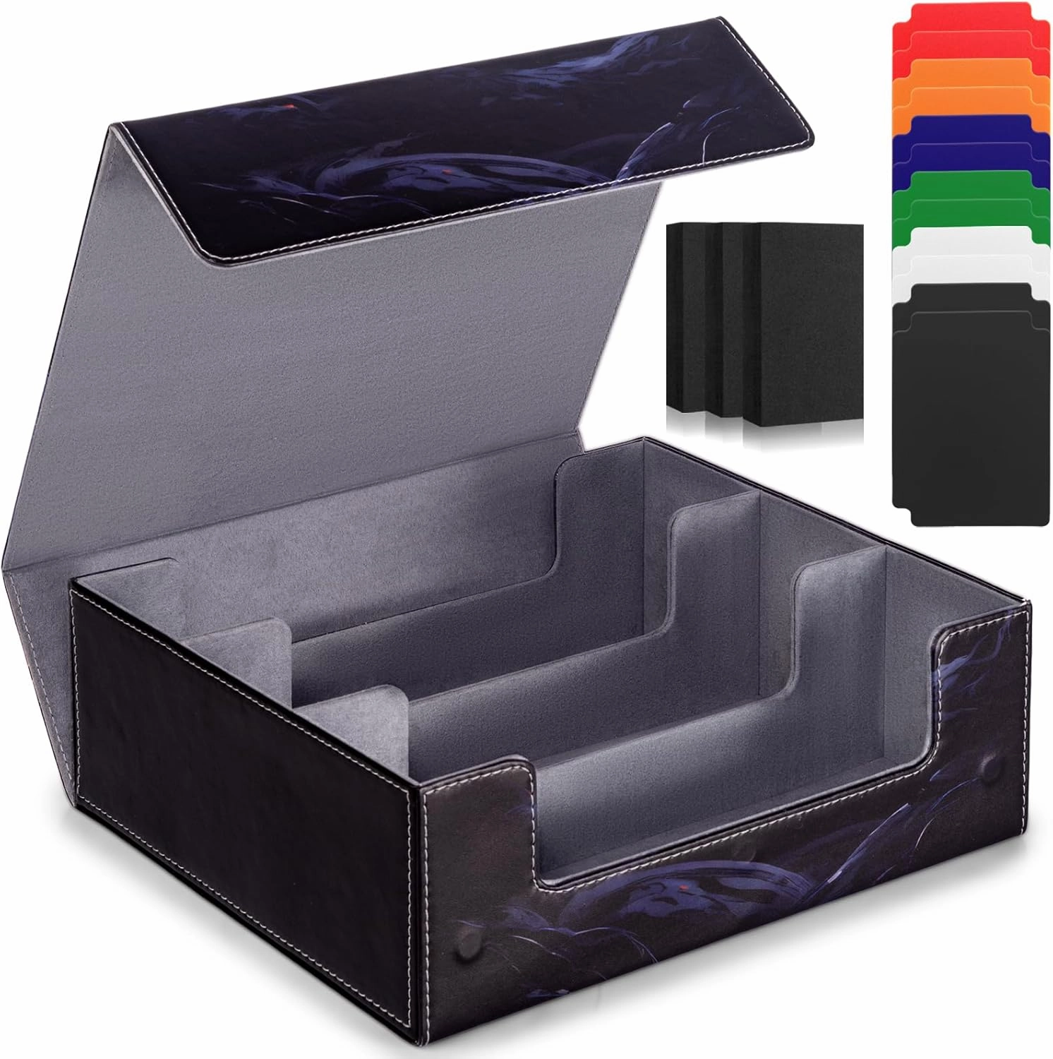 Card Deck Box compatible with MTG Card - Holds 1800  Cards, Card Deck Case, Card Storage Box fits TCG/PTCG/YGO Cards and Sport Cards with 10 Dividers - Dusk Dragonfire