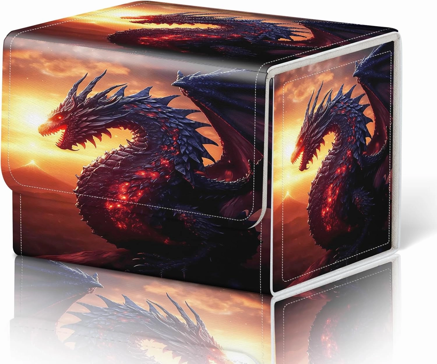 Card Deck Box for MTG Cards Fits 100  Single Sleeved Cards,Strong Magnetic Game Card Storage Box for MTG/TCG/CCG and other Trading Cards-Dragon