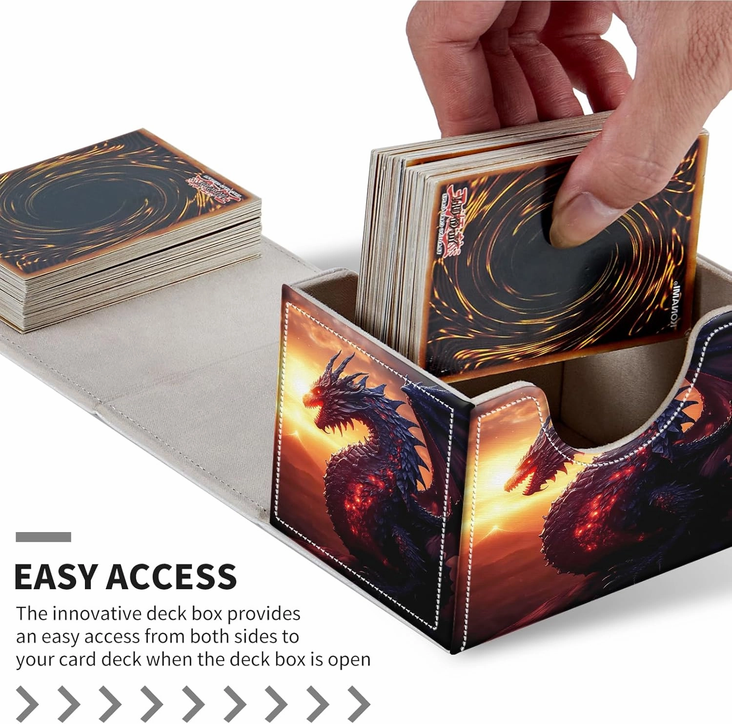 Card Deck Box for MTG Cards Fits 100  Single Sleeved Cards,Strong Magnetic Game Card Storage Box for MTG/TCG/CCG and other Trading Cards-Dragon