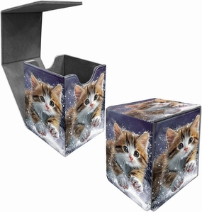 Card Deck Box Trading Cards with Strong Magnet Cute Brown White Kitten Theme Commander Deck Box Card Storage Box Magic Premium Card Storage Box Case Cover for TCG CCG Magic Cards