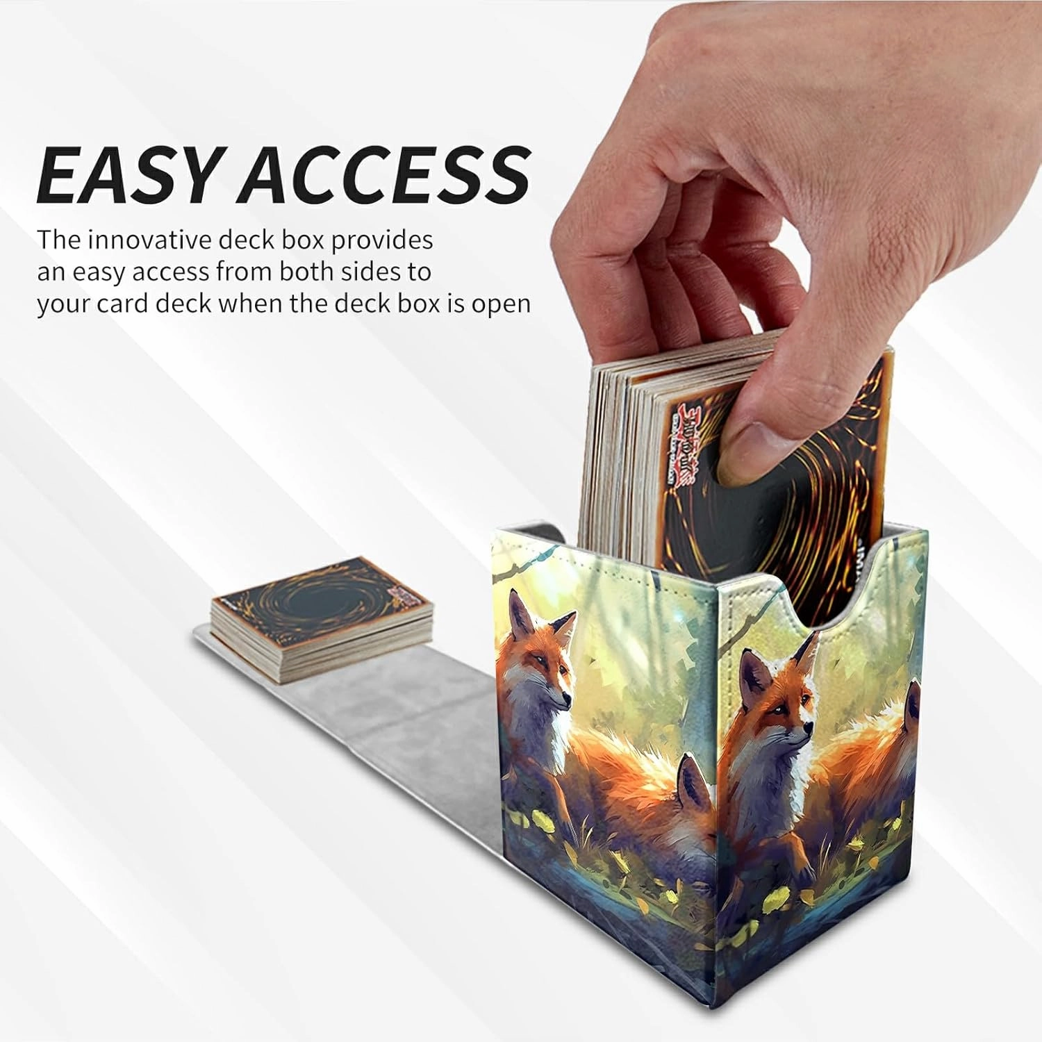 Card Deck Box Trading Cards with Strong Magnet Wild Foxes Theme Commander Deck Box Card Storage Box Magic Premium Card Storage Box Case Cover for TCG CCG Magic Cards