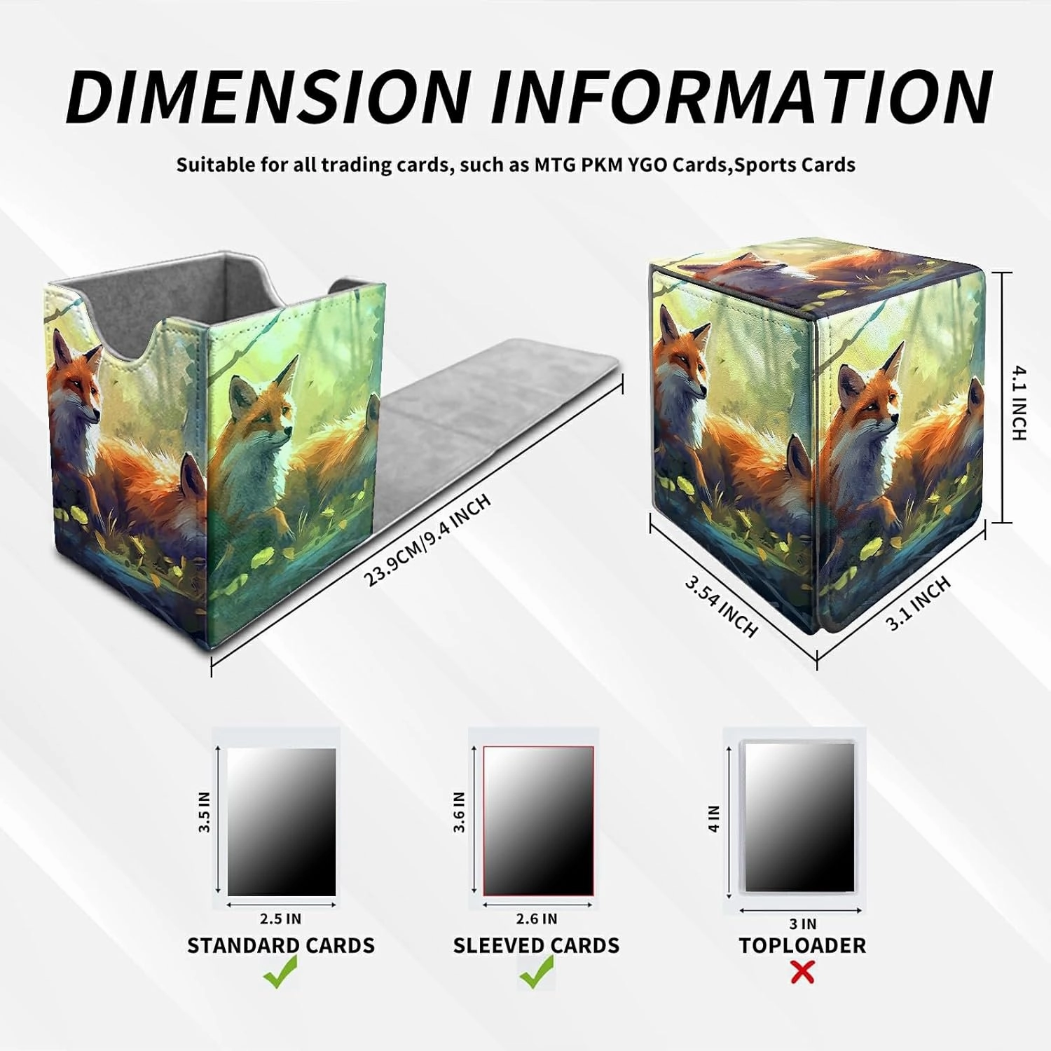Card Deck Box Trading Cards with Strong Magnet Wild Foxes Theme Commander Deck Box Card Storage Box Magic Premium Card Storage Box Case Cover for TCG CCG Magic Cards
