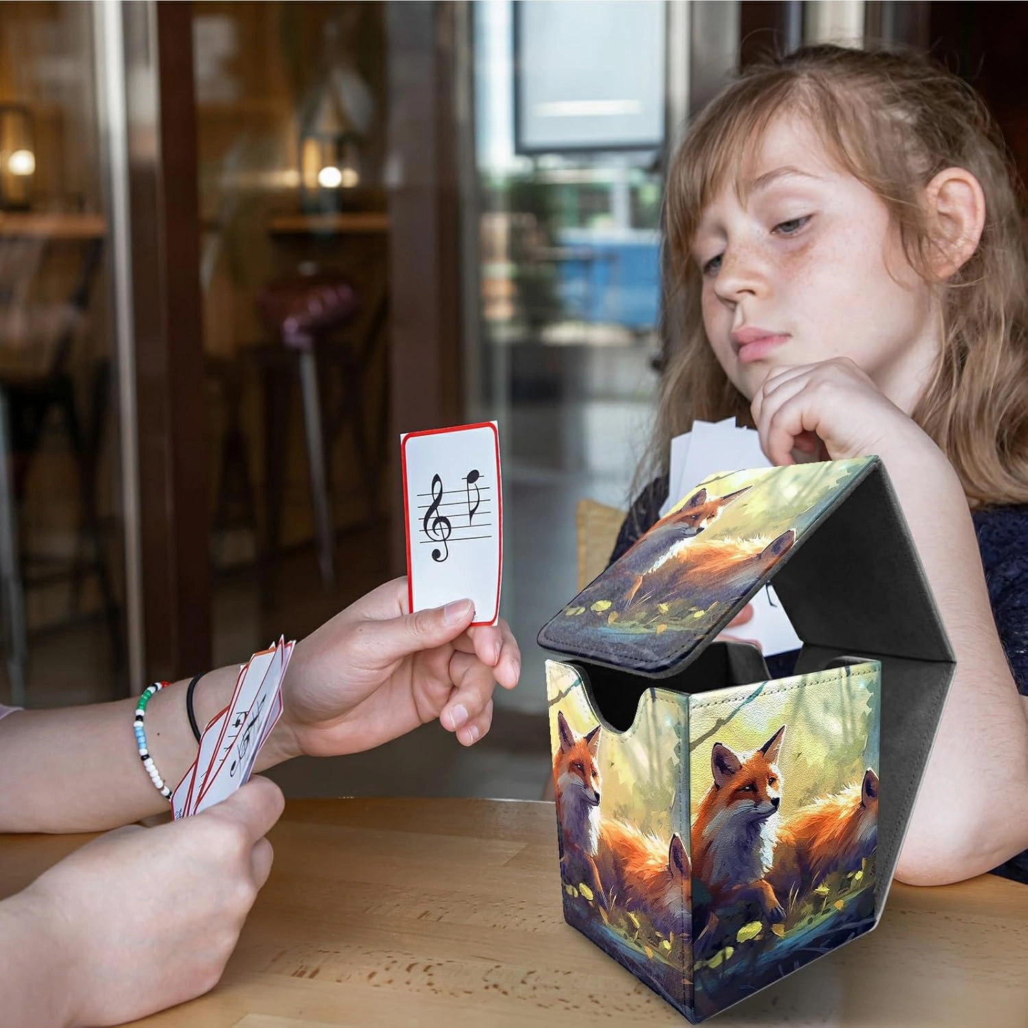 Card Deck Box Trading Cards with Strong Magnet Wild Foxes Theme Commander Deck Box Card Storage Box Magic Premium Card Storage Box Case Cover for TCG CCG Magic Cards