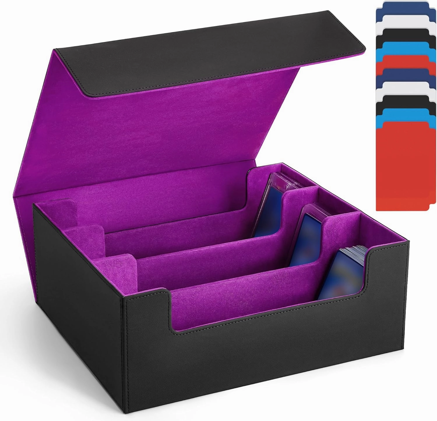 Card Deck Case For Trading Cards 1800 ,Trading Card Storage Box,Commander Deck Box With 10 Dividers,6 Stoppers,4 Supporters, For Magnetic Card Holder,Toploaders,YuGiOh, MTG,TCG and Sport Cards