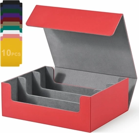 Card Storage Box for Trading Cards, Premium Card Deck Case Holds 1800  Single Sleeved Cards for MTG Yugioh TCG, Strong Magnet Card Box Fits Magic Game Cards (Red)