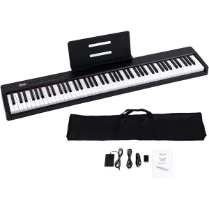Carina Electronic Piano 88 Keyboard Keyboard Lightweight Slim Rechargeable Pedal Earphone MIDI Beginner (Black)