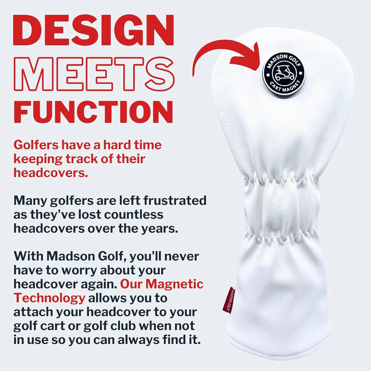 Cart Magnet Headcovers - Stylish & Protective Club Covers for Golf Clubs, with Rubber Cart Magnet for Secure Positioning and Quick Access, Magnetic Golf Accessories, Golf Cart Accessories
