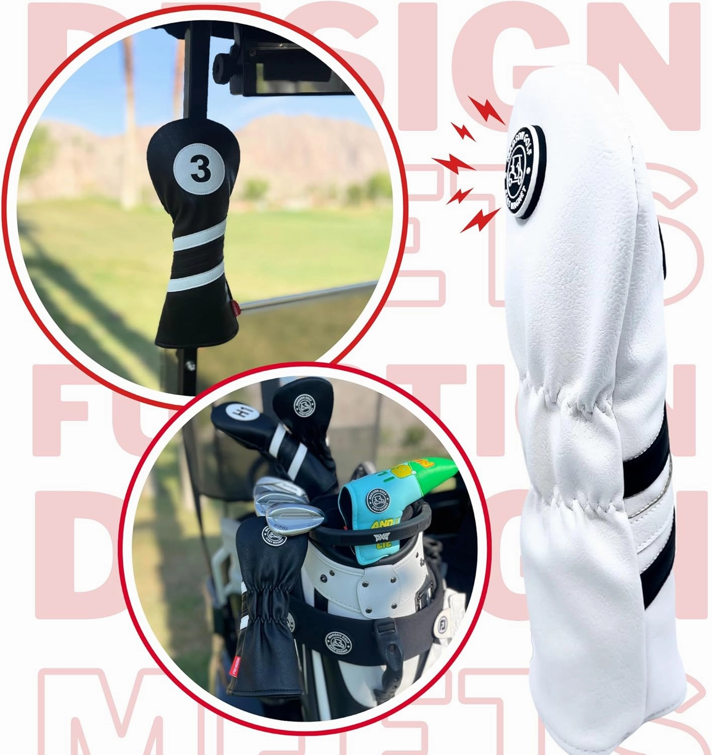Cart Magnet Headcovers - Stylish & Protective Club Covers for Golf Clubs, with Rubber Cart Magnet for Secure Positioning and Quick Access, Magnetic Golf Accessories, Golf Cart Accessories