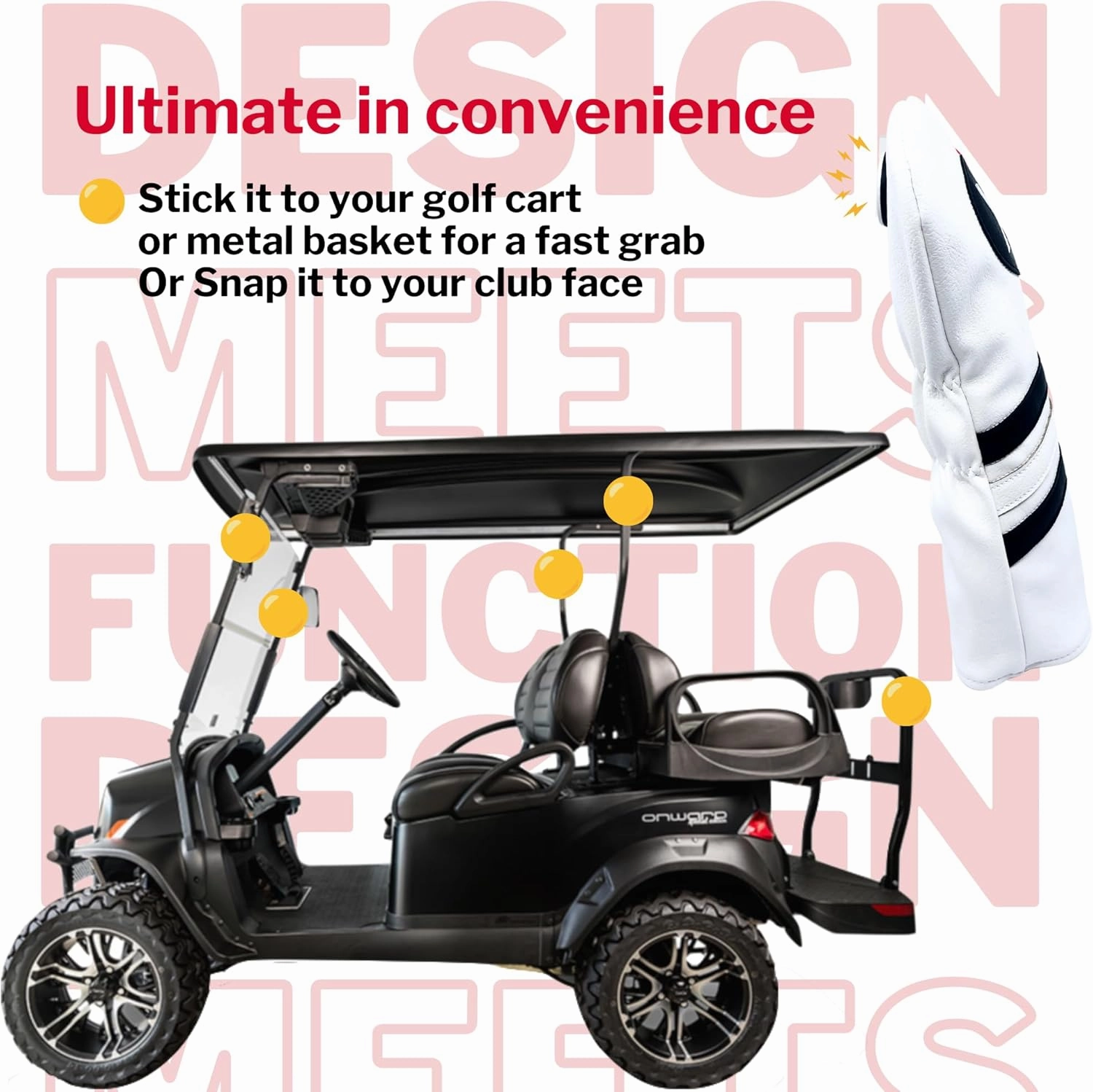 Cart Magnet Headcovers - Stylish & Protective Club Covers for Golf Clubs, with Rubber Cart Magnet for Secure Positioning and Quick Access, Magnetic Golf Accessories, Golf Cart Accessories