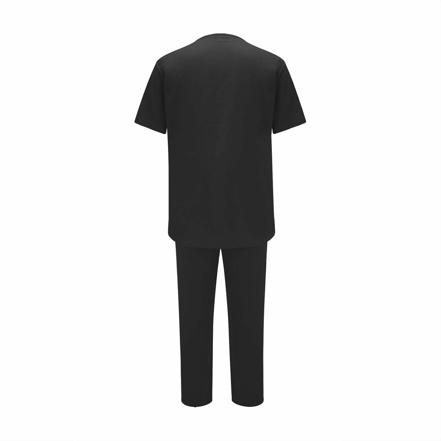 Casual Set for Mens 2 Piece Crew Neck Deep V Short Sleeve Tshirts Drawstring Pants Loose Cool Hiking Active Outfits