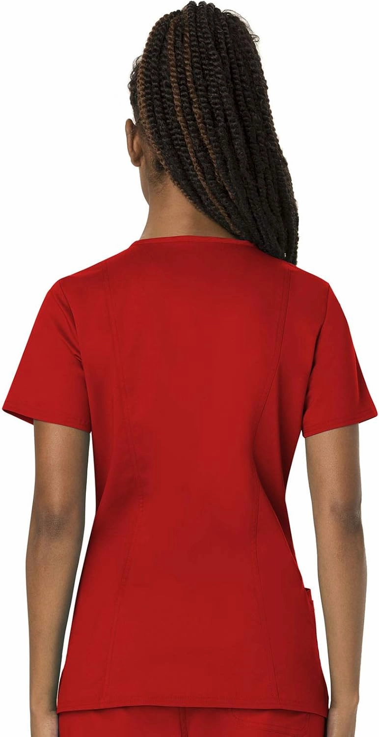 Cherokee Scrub Set For Women Modern Classic Fit 3 Pockets V-Neck Top WW620 with 5 Pockets Moderate Flare Leg Pant WW120