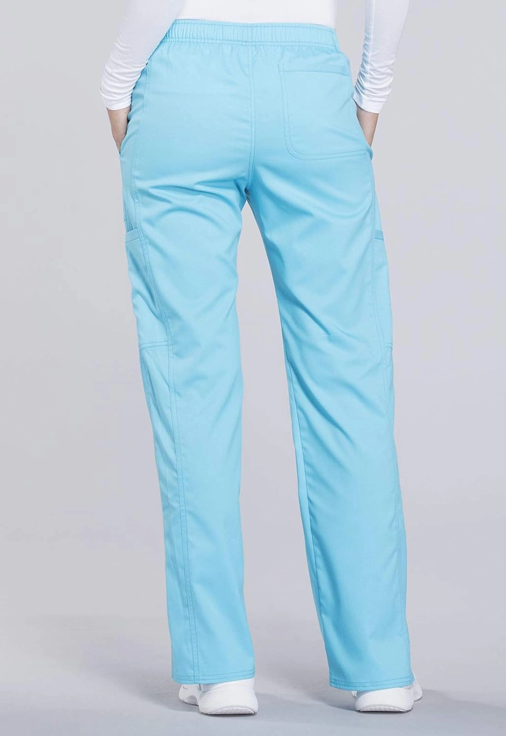 Cherokee Scrub Set For Women Modern Classic Fit 3 Pockets V-Neck Top WW620 with 5 Pockets Moderate Flare Leg Pant WW120