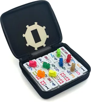 CHH Double 12 Mexican Train Number Dominoes – Travel Size with Zip Up Case, Hub & 8 Domino Trains – 91 Fun Size Numbered Dominoes