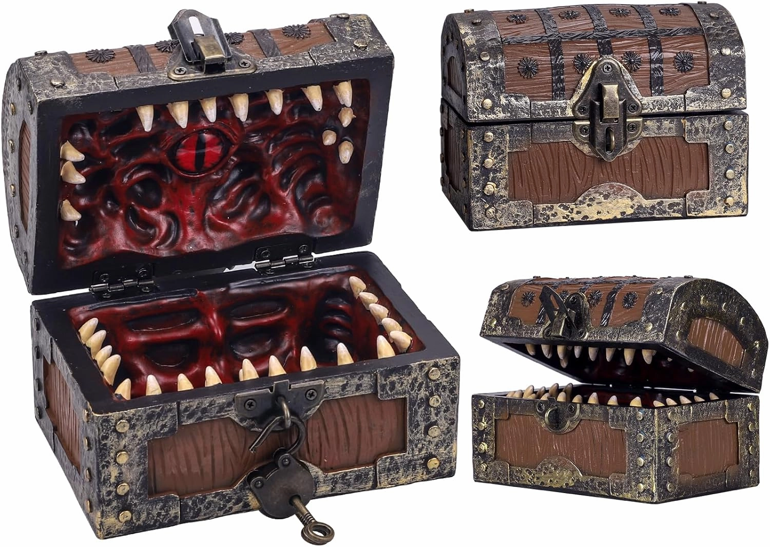 Christmas Mimic Chest Dice Box DND Dice Holder DND Dice Case Storage Box for Dungeons and Dragons Players Dungeons & Dragons Gifts Brown Red