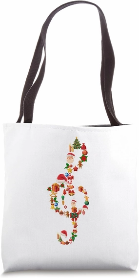 Christmas Musical Note Music Lover Teacher Sing Carols Jesus Tote Bag
