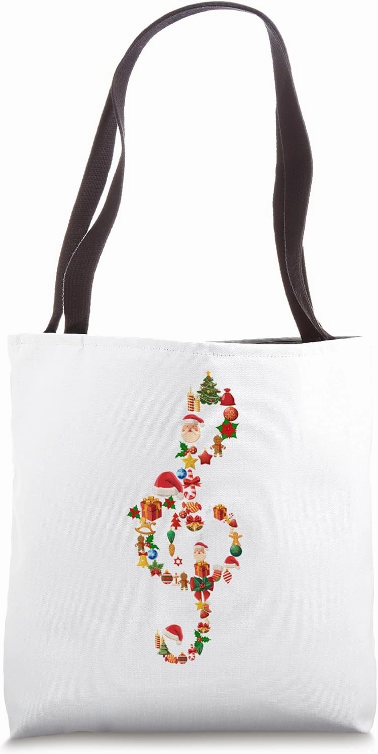 Christmas Musical Note Music Lover Teacher Sing Carols Jesus Tote Bag