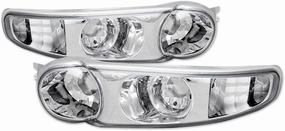 Chrome Clear Housing Front Bumper Turn Signal Lights Parking Lamps jy Compatible With 01-06 GMC Yukon Sierra Denali / 2007 Classic