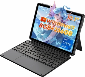 CHUWI Hi10 X1 Windows 11 Tablet 10.1", Intel N150(up to 3.6GHz), 8GB LPDDR5, 256GB SSD, 2 in 1 Tablet with Keyboard, WiFi 6, BT 5.2, Dual Camera,1280X800 HD IPS, HDMI,Type C, USB 3.2