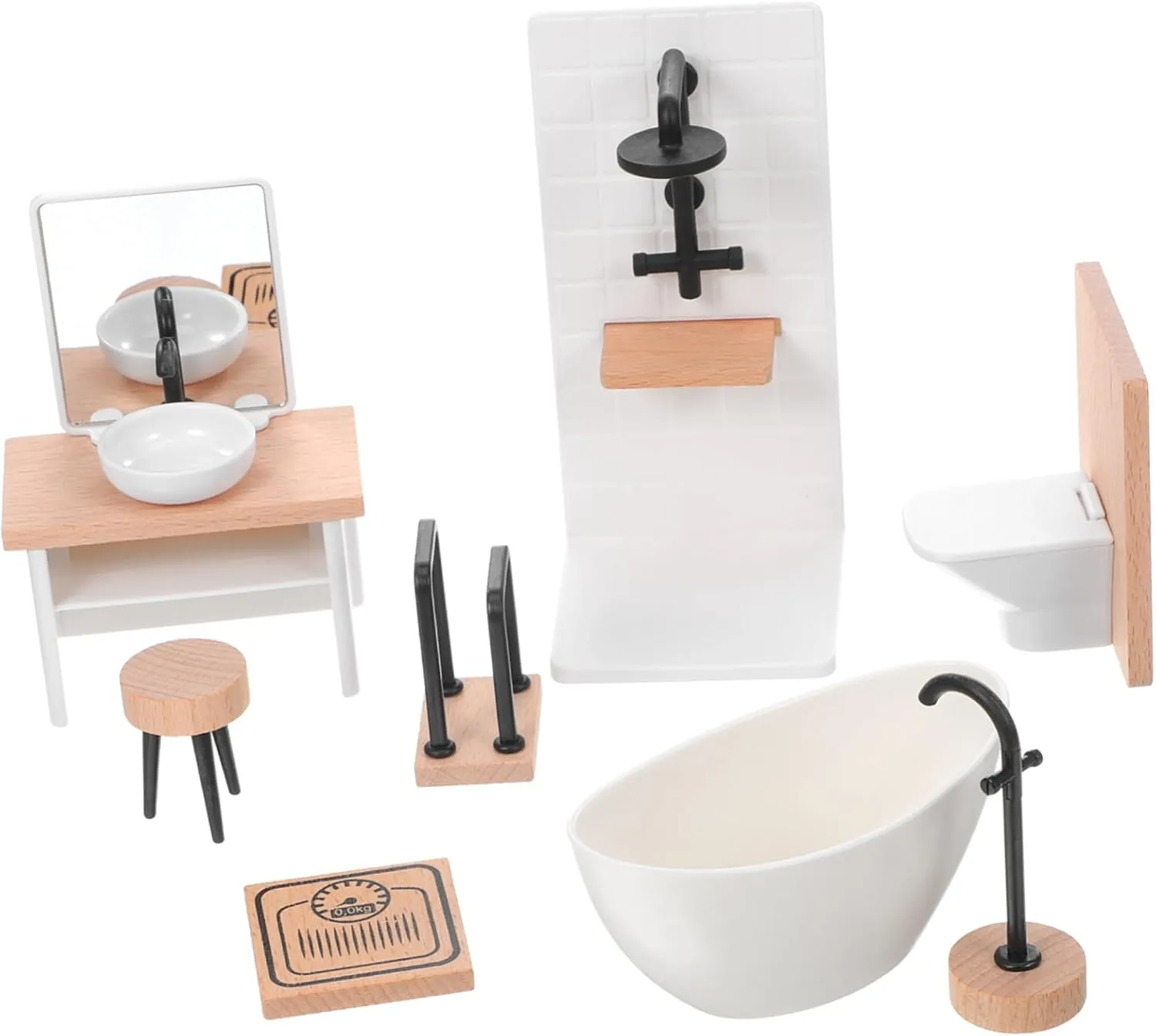 Ciieeo 1Set Miniature Dollhouse Bathroom Set Modern Accessories with Bathtub Toilet Sink for Creative Play Detailed Design Safe Materials for Imaginative Fun