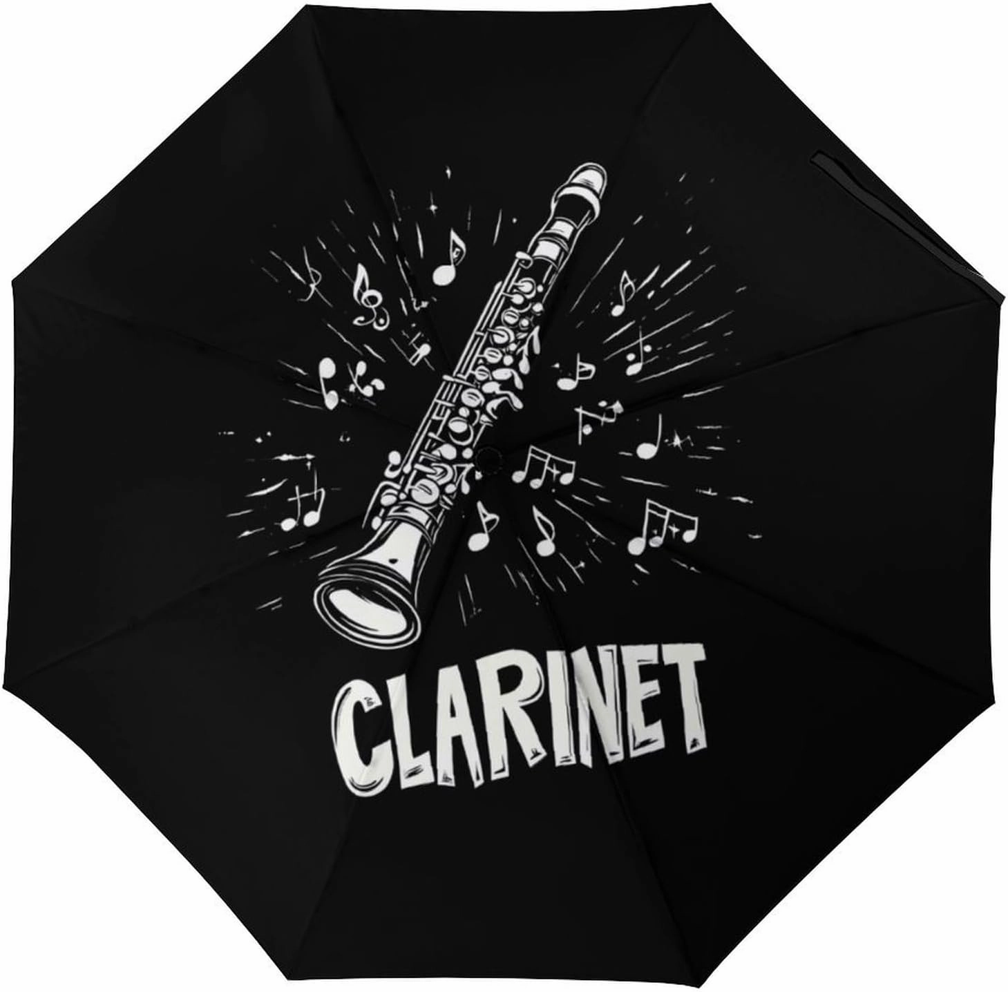 Clarinet Musical Notes Umbrellas for Rain Travel Umbrella Windproof Compact Automatic Folding Umbrella