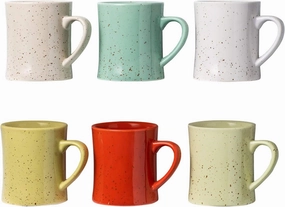Classic Old Fashioned Style Mugs - Set of 6 - Ceramic, Multicolor Mugs for Coffee, Tea and More - 15oz - Chip-Free Ceramic - Country/Farmhouse Decor
