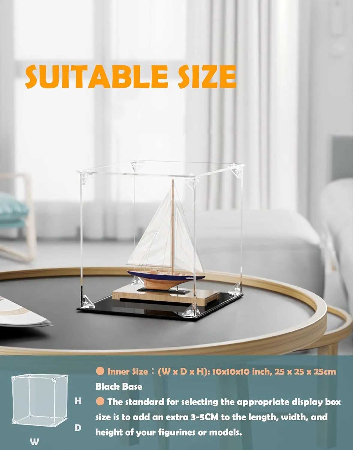 Clear Acrylic Display Case, UV Protected, Front-Open Door with Magnetic Buckle, Assemble Display Box, Dustproof Protection Showcase for Figures, Collections (10x10x10 inch, 25x25x25 cm)