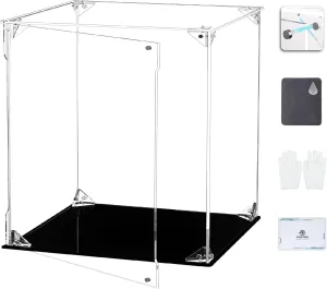 Clear Acrylic Display Case, UV Protected, Front-Open Door with Magnetic Buckle, Assemble Display Box, Dustproof Protection Showcase for Figures, Collections (10x10x10 inch, 25x25x25 cm)